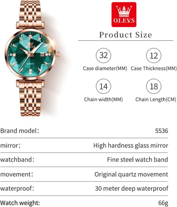Watches Simple Rose Gold Stainless Steel Watch Waterproof Quartz Date - Image 7