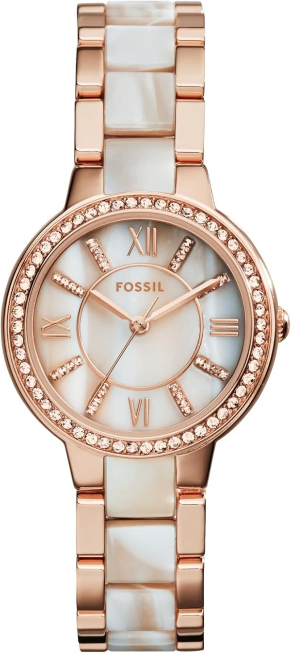 Watch with Crystal Accents and Adjustable Stainless Steel Bracelet Band