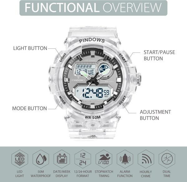 Digital Sports Watch 7 Color LED Light Large Digital Display - Image 3
