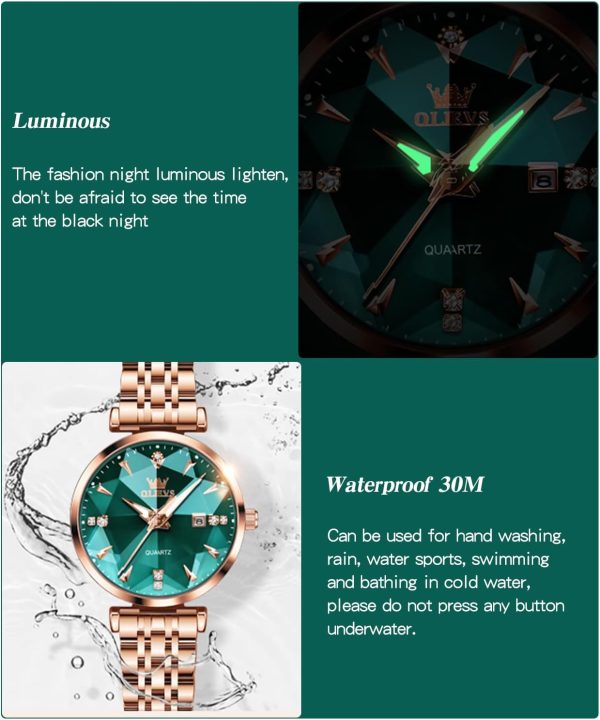 Watches Simple Rose Gold Stainless Steel Watch Waterproof Quartz Date - Image 5