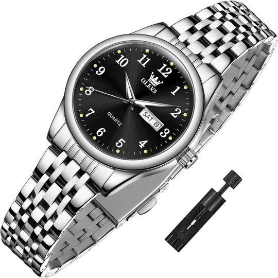 Watches Date and Day Watches with Silver Gold Stainless Steel