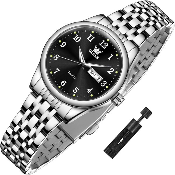 Watches Date and Day Watches with Silver Gold Stainless Steel